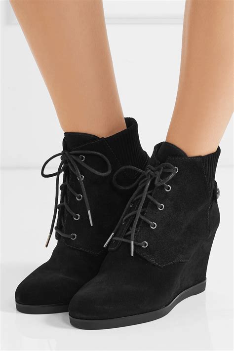 michael kors black shiny boots|Michael Kors black wedge booties.